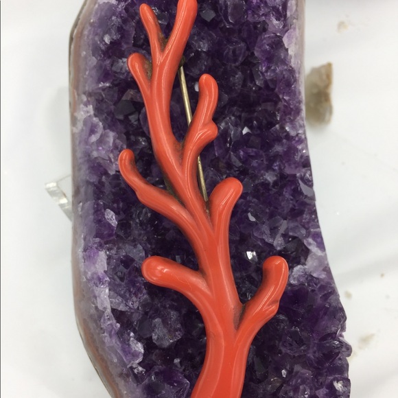 Other - ☀️SOLD!☀️ C Clasp Red Coral Tree Branch Pin 3.30”